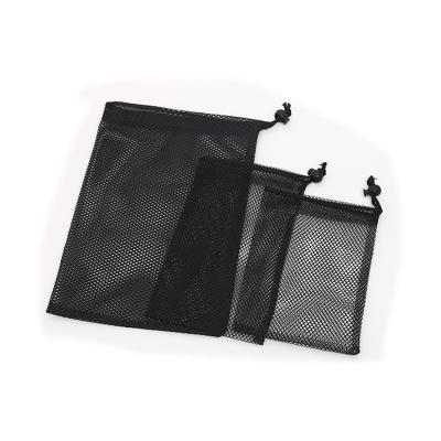 China Large Recyclable Wholesale Extra Large Net Bag Black Polyester Drawstring Bag For Ball for sale