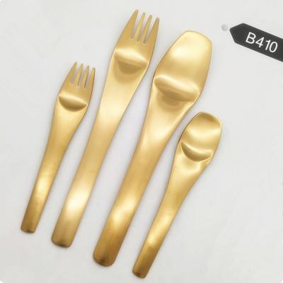 China Durable Special Design Matte Gold Cutlery Stainless Steel Spoon And Fork With Unique Appearance for sale