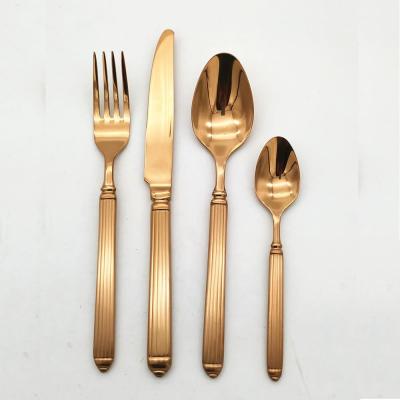 China Sustainable Stylish Copper Stainless Steel Cutlery Set 24 Pcs for sale