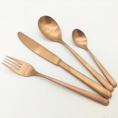 China Sustainable Color Coating Copper Color Cutlery Set 24 Pcs Stainless Steel Rose Gold for sale