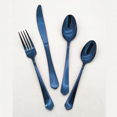 China Viable American Style 20pcs Blue Color Cutlery PVD Set Stainless Steel for sale