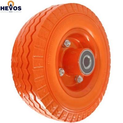 China Flat Free PU Foam Polyurethane Solid Puncture Proof Flat Free Wheels And Tires for sale