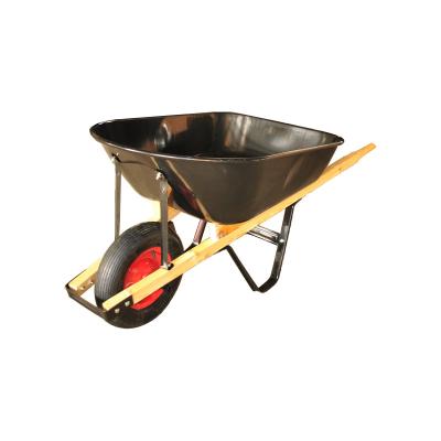 China Heavy Duty Metal Garden Cart Transport Cart Metal Building Handles Wooden Wheelbarrow for sale