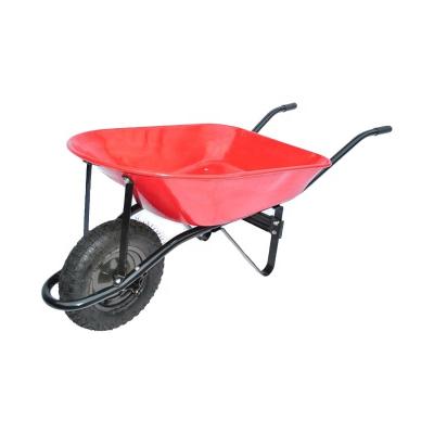 China Heavy Duty Metal Wheel Barrow Single Wheel Construction Wheelbarrow With Plastic Steel Tray Garden Wheelbarrow for sale