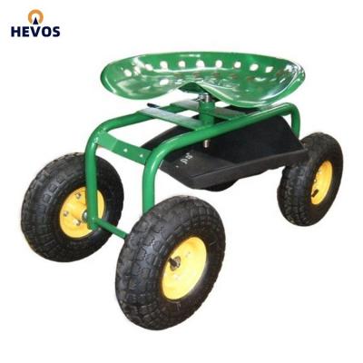 China Multi Purpose Garden Tool Trolley Rolling Garden Seat Cart Garden Seat Four Wheel Tool for sale