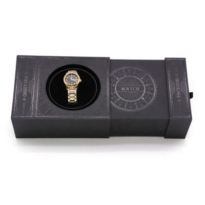 China Latest Design Handmade Black Pull Packaging Case Automatic Watch Lift Watch Storage Box for sale