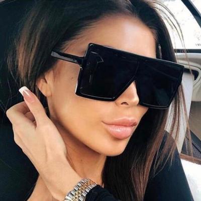 China Drop Shipping Vintage Square Square Sunglasses Fashion Big Sun Glasses For Women Thick Shades 2021 Oversized Flat Top View One Piece Sun Glasses for sale