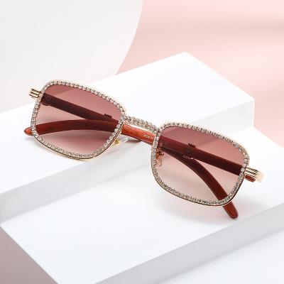 China Wholesale Fashion Sunglasses Vintage Oversized One Piece Lens Ladies Rhinestone Diamonds Frame Sun Glasses For Women for sale