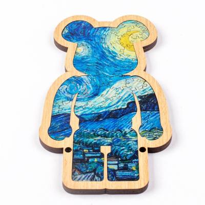 China Cartoon Toy Violent Bear Van Gogh Starry Night Alien Wooden Brain Burning Puzzle Puzzle Children's Day Gifts for sale