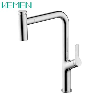 China New Design Kitchen Faucet 304 Stainless Steel Modern Single Handle Hole Mixer Tap One Pull Out Kitchen Sink Faucet for sale