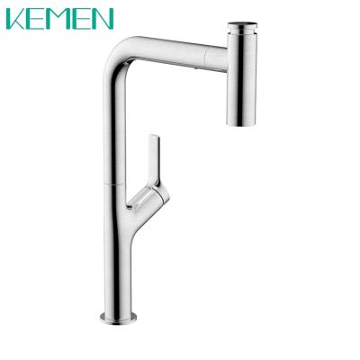 China Contemporary Stainless Steel Lead Free Faucet Single Lever Handle Pull Out Sprayer Kitchen Faucet Brushed Nickel Kitchen Faucets for sale