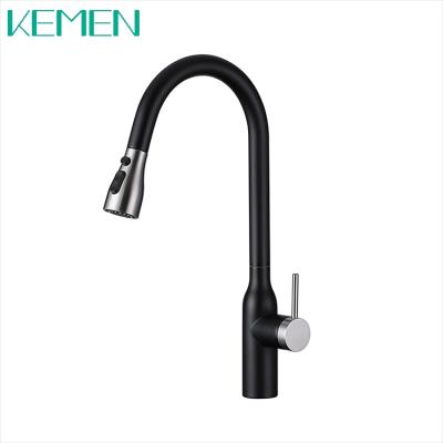 China Contemporary Hot Sale Mixer Tap For Sink One-Handle Stain Resist Matt Black Finish SUS 304 Kitchen Faucet Pull Down Mixer Kitchen Faucet for sale