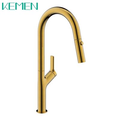 China Contemporary Rose Gold Faucet Single Handle Kitchen Sink Mixer Tap Pull Down Sprayer Kitchen Faucets for sale