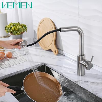 China Pull Out Spray One Handle High End Kitchen Mixer Taps Pull Out Faucet 304 Stainless Steel Kitchen Faucet for sale