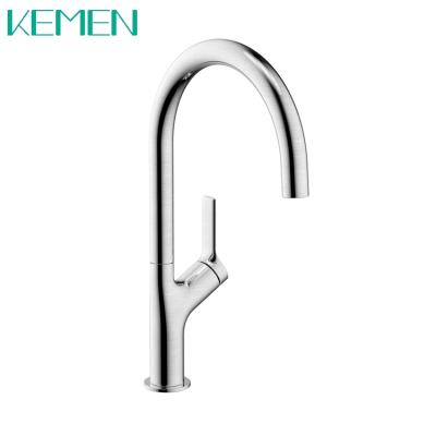 China Modern factory 304 stainless steel hot and cold faucet kitchen mixer tap direct single lever brushed faucet for sale