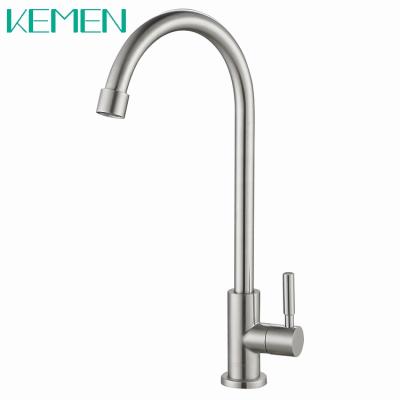 China Hot Sale Contemporary 304 Stainless Steel Cold Water Faucet Kitchen Faucet Single Taps for sale