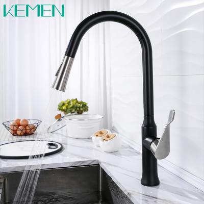 China Modern Kitchen Faucet 304 Stainless Steel Deck Mounted Mixer Taps Pull Down Kitchen Faucet Matte Black for sale