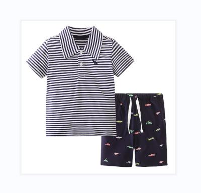 China 2022 casual factory wholesale summer dinosaur shorts cute fashionable children's cotton lapel short sleeve polo two-piece clothing for sale