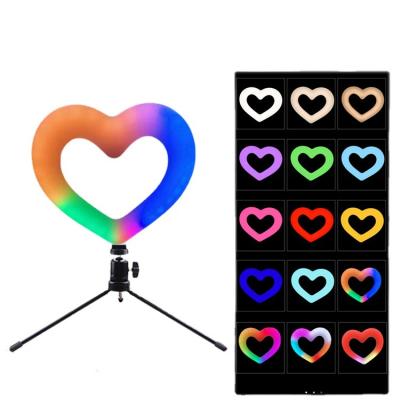 China ABS Plastic+ 6 Inch Heart Shaped USB Heart Shaped Light 360 Degree Turnable Beauty Selfie Selfie Light With Stainless Steel Tripod for sale