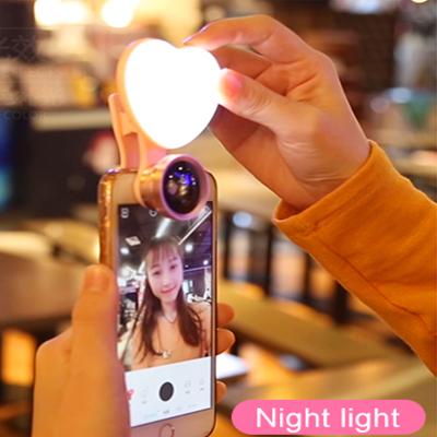 China 3 in 1 Photographic Lens Kit and Selfie Light Fitted Camera Mobile Phone Led Portable Rechargeable Selfie Ring Light RK47 with Fisheye Lens for sale