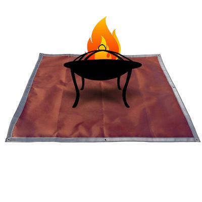 China Factory Stocked Wholesale 60*67 Inch Rectangle Fire Pit Ember Mat Outdoor Large Silicone Coated BBQ Grill Mat for sale