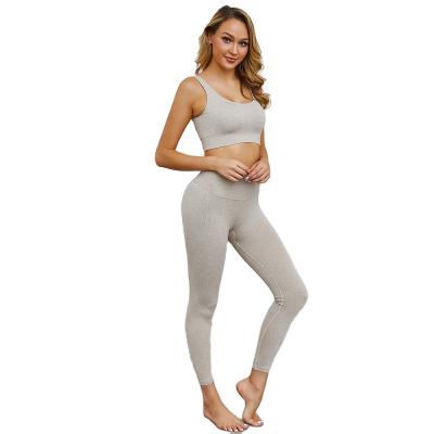 China Yoga Women Fitness Clothing Bra Breathable Professional Running Seamless Sportswear Pants Two Piece Set for sale