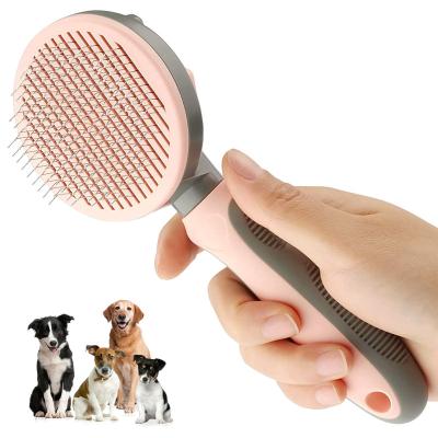 China Viable Factory Wholesale LOW MOQ Six Colors Self Cleaning Pet Pin Brush Cat Dog Grooming Slicker Brush for sale