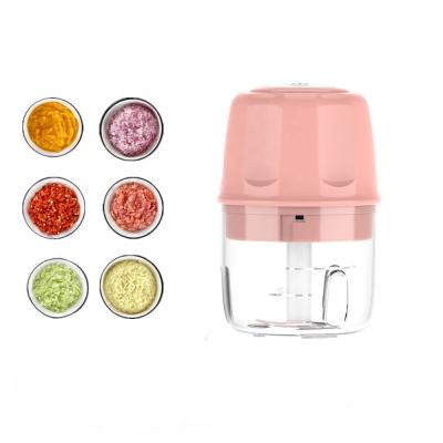 China 1500mAh Power Saving 3.7V Pink Mini Food Processor with 3 Pointed Leaf Blades for sale