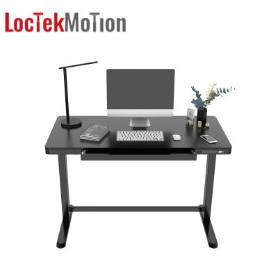 China Modern Ergonomic Electric Stand (Height) Adjustable Glass Table Top Up Height Adjustable Computer Desk With Left Fill LoctekMotion ET118-N for sale