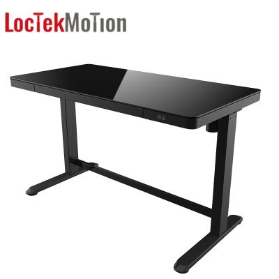 China Modern Ergonomic Glass Adjustable Table Top Electric Height Adjustable Computer Desk Computer Desk Position (Height) Desk with Drawer LoctekMotion ET118E-N for sale