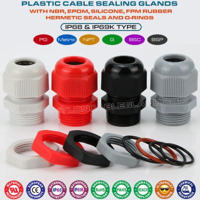 China IP68 waterbestendige plastic kabelklier voor Euro-top en IP69K polymer onderwater metrische kabelgripklier Te koop