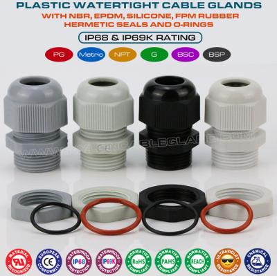 China Plastic metric cable gland, IP68 waterdicht kabel afdichting Joint Connector M20 (6-12mm) met O-ring voor junction box Te koop