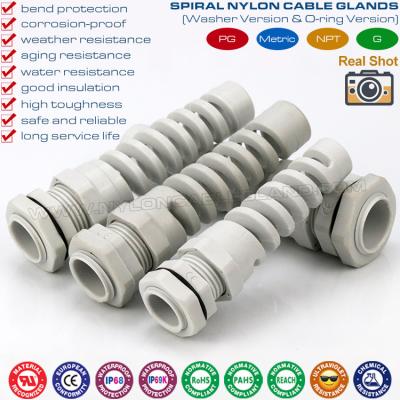 China Bend-Protecting IP68 Cable Glands, Flex-Protecting Nylon NPT Insulating Cable Glands for Flexible Cables for sale