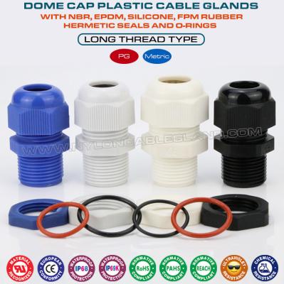 China Conector prensa-cabo M20 alongado em nylon, bucim métrico ajustável de 6-12 mm e conector cabo com rosca longa IP68 à venda