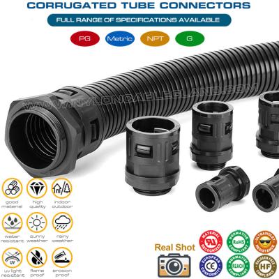 China M12-M63 Metric Conduit Connectors, Straight Flexible Conduit Fittings Plastic Conduit Glands for Hose Tubes AD10-AD54.5 en venta