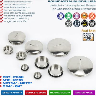 China 304, 316 Stainless Steel (Brass) Round or Hexagonal Blind Plugs Blanking Plugs with PG7~PG48 & M12~M110 threads for sale