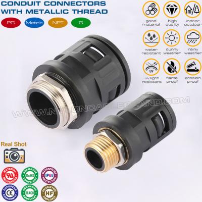 China Nylon 6 Quick Connectors (Joints, Fittings) black RAL9005 c/w Metal Male Thread PG7~PG48 for Corrugated Tubes AD7~AD108 en venta