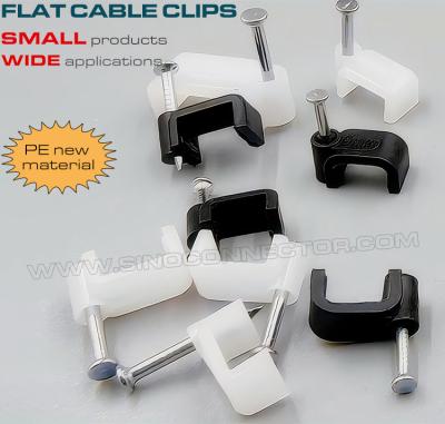 China Clips de cable de color negro 100pcs, 4mm~19mm Cuadrado Clips de cable de color blanco con clavos para cables planos en venta