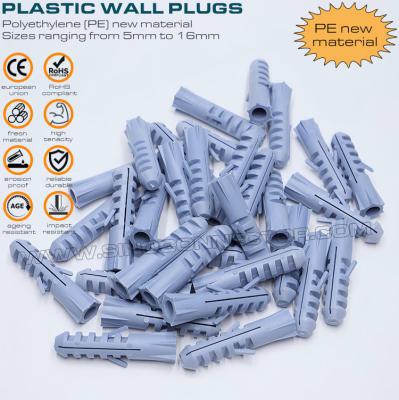 China Tacos de plástico expandibles (tacos de expansión, tacos de fijación) gris, rojo o azul Ø10 x 50mm 100pzs con tornillos de Ø6~8mm para decoración del hogar en venta