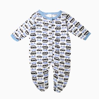 China Polyester/cotton newborn baby clothes with feet pajamas are soft, comfortable and cute printing baby crawling clothes wholesale production for sale