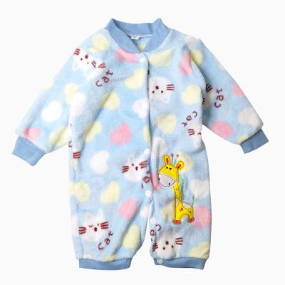 China Cute soft and comfortable crawling male of newborn overalls autumn and winter flannel Spandex/polyester long-sleeved baby dungarees overalls for sale