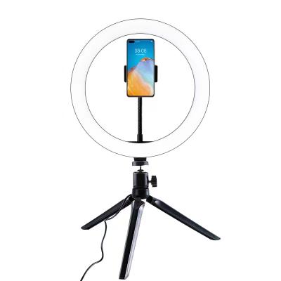 China Perfect Sound 10 Inch 26 cm Selfie LED Desk Table Photographic Ring Light with Tripod for Live Stream Youtube Tiktok Makeup for sale