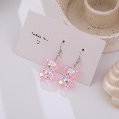 China 925 Other Sterling Silver Needle Glitter Stud Earrings Shinny Teddy Bear Clip On Earring Acrylic Earrings Wholesale for sale