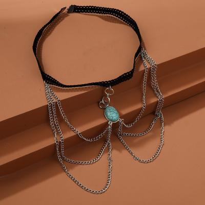 China Wholesale Multilayer Vintage Turquoise Leg Chain Triple Layer Leg Chain Fashion Body Jewelry for sale