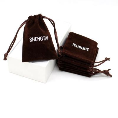 China Drawstring Bag Velvet Gift Bag 2021 Latest Style Jewelry Drawstring Velvet Gift Bag Brown Velvet Bag for sale