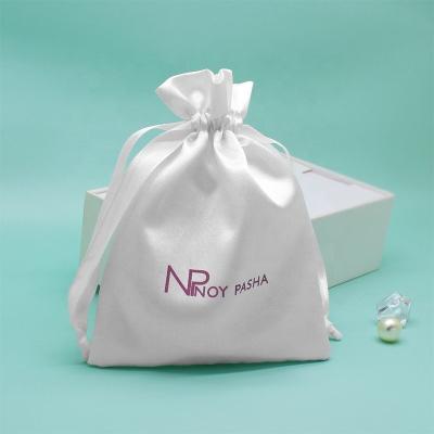 China Satin Gift Customized Drawstring Bags With Logo For Hair Bundles for sale