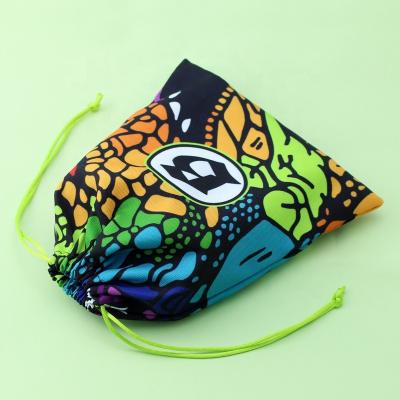 China Polyester Sports Drawstring Bag Recyclable Waterproof Recyclable Packaging Pouch Customized Printing for sale