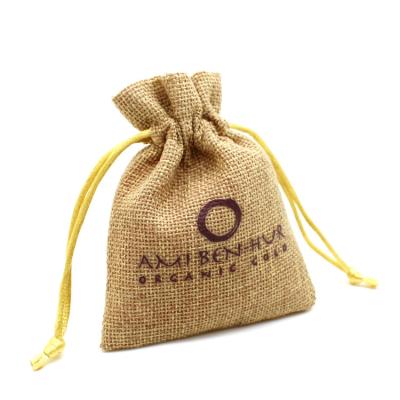 China Custom Logo Fabric Bag Drawstring Pouch Small Linen String Pocket Gift Sack Jute Sack Factory For Jewelry Gift for sale