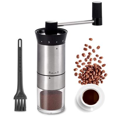 China Car Coffee Grinder Portable Stainless Steel Hand Crank Coffee Grinder Ceramic Conical Burr Manual Grinder with Adjustable Coarseness for sale