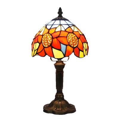 China Modern Mediterranean Bedside Vintage LED Desk Bar Restaurant Style Table Lights Nightstand Light Glass Bedroom Lamp Colorful Glass Lamp for sale